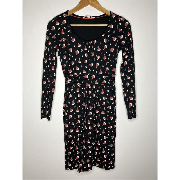Boden Dress Long Sleeve Women's Size US 2R Black Abstract Floral - Picture 1 of 7